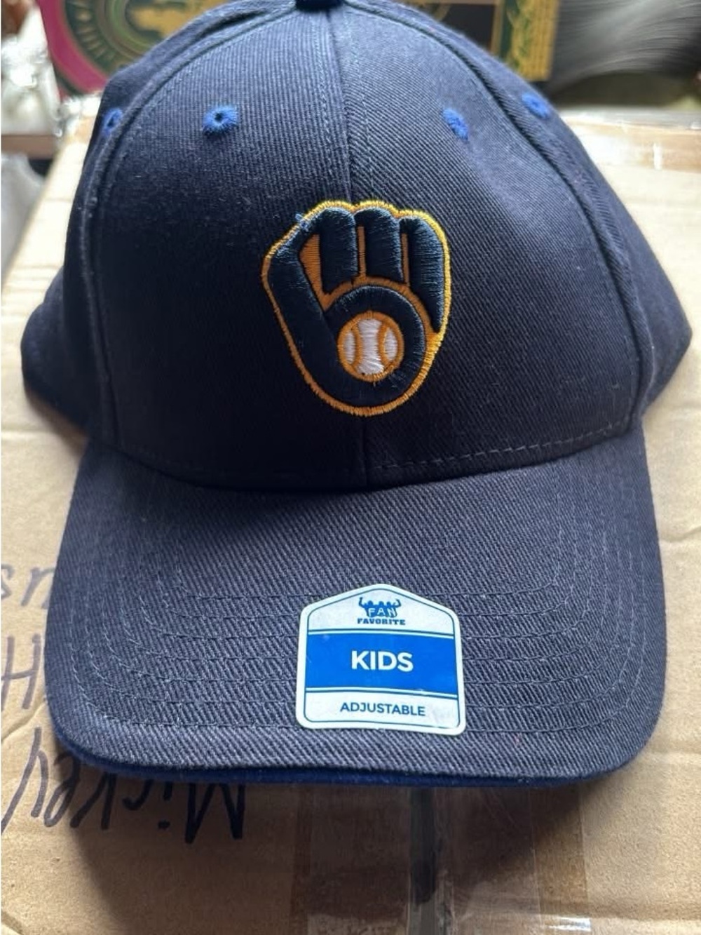 Kids Adjustable Navy Blue Baseball Cap with Gold Logo